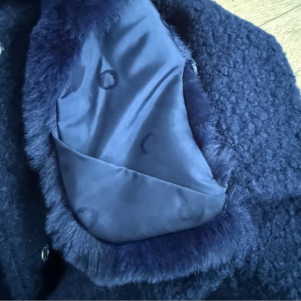 Mayoral Navy Girls Dress Coat Faux Fur Size 5 - Picture 4 of 4